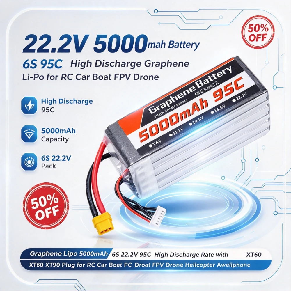 5000mAh 6S 22.2V 95C Graphene  - 6S Lipo Battery 22.2V 5000Mah recensie en prijs