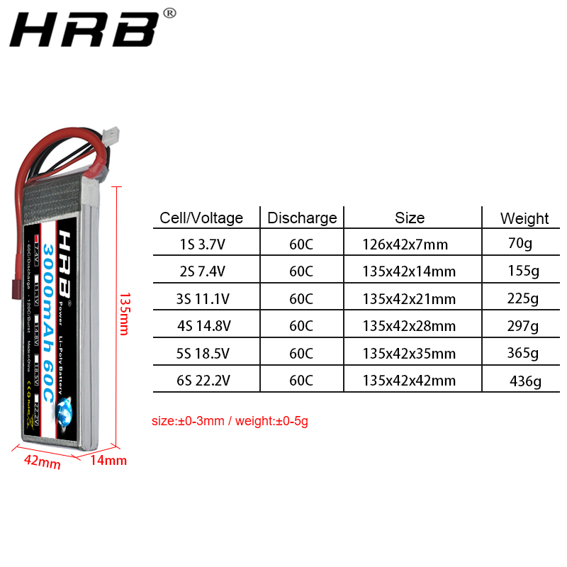 HRB lipo Batterij 2S 3S 4S 6S  - 4S Lipo Battery 14.8V 6000Mah recensie en prijs