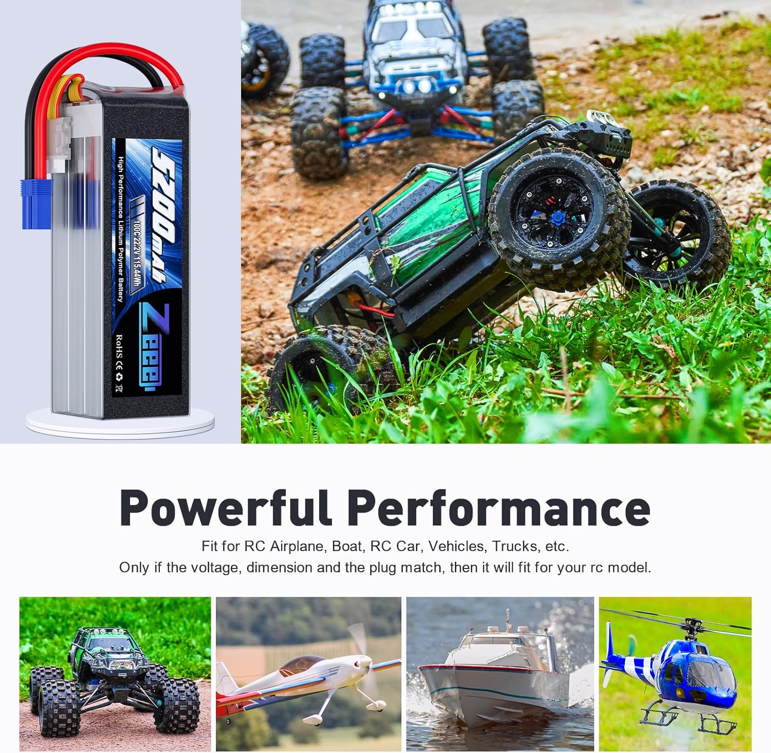 Zeee 6S 5200mAh Lipo Batterij  - 6S Lipo Battery 22.2V 5000Mah recensie en prijs
